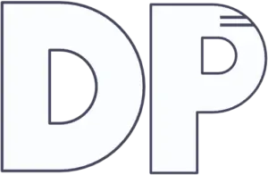 Dp Minimalist Logo Digital Presenzia pour fond de couleur sombre