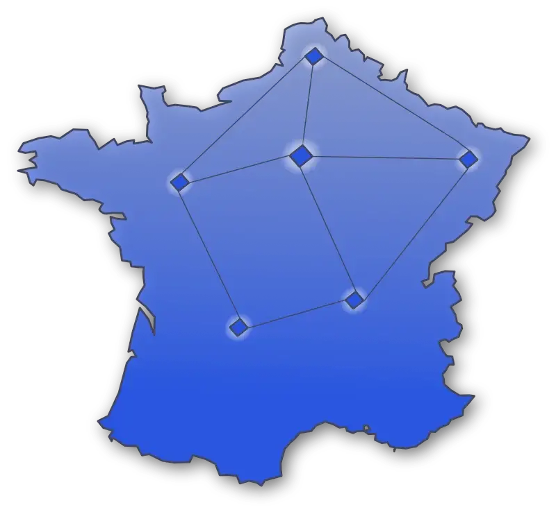 Carte de France montrant la couverture nationale de Digital Presenzia